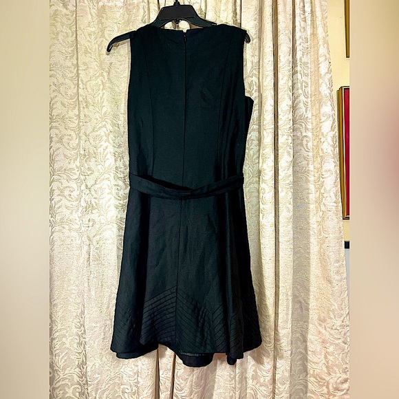 Black Linen A-Line Calvin Klein Midi Dress - Picture 4 of 5